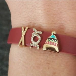 Keep collective leather bracelet with 3 charms